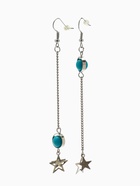 Серьги под натуральный камень «Звёзды» бирюза, голубые в серебре - Фото 4