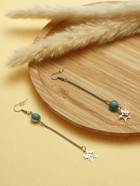 Серьги под натуральный камень «Звёзды» бирюза, голубые в серебре - Фото 2