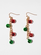 Серьги висячие «Новогодние» бубенцы, цвет красно-зелёный в золоте - Фото 1
