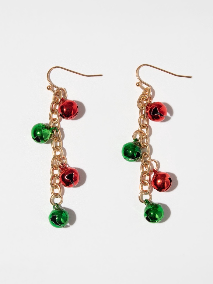 Серьги висячие «Новогодние» бубенцы, цвет красно-зелёный в золоте - Фото 1