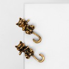 Серьги металл «Котята» хвостатые, цвет чернёное золото - Фото 1