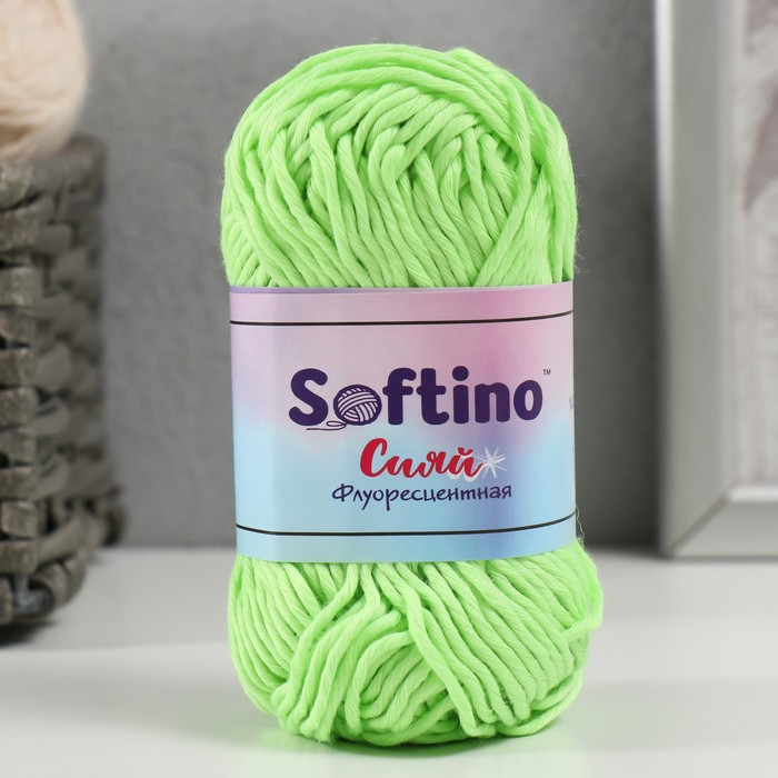 Пряжа светящаяся 100% лавсан "Сияй" 50 гр 50 м неоново-зеленая - Фото 1