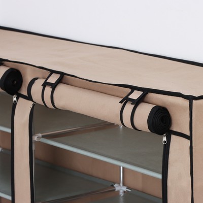 Полка для обуви с чехлом LaDо́m, двойная, 6 уровней, 117×30×106 см, цвет бежевый