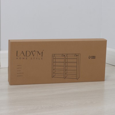 Полка для обуви с чехлом LaDо́m, двойная, 6 уровней, 117×30×106 см, цвет бежевый