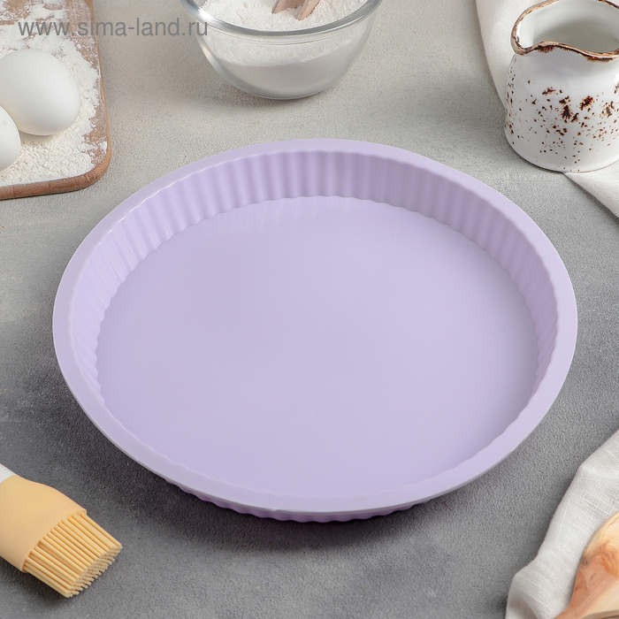 Форма силиконовая для выпечки Доляна «Рифлёный круг», d=25 см, цвет МИКС - Фото 1