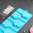 Форма для леденцов Доляна «Влюблённость», силикон, 9.5×24×1 см, 6 ячеек (4.2×3.3 см), с палочками, МИКС - Фото 2