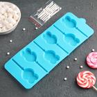 Форма для леденцов Доляна «Влюблённость», силикон, 9.5×24×1 см, 6 ячеек (4.2×3.3 см), с палочками, МИКС - Фото 3