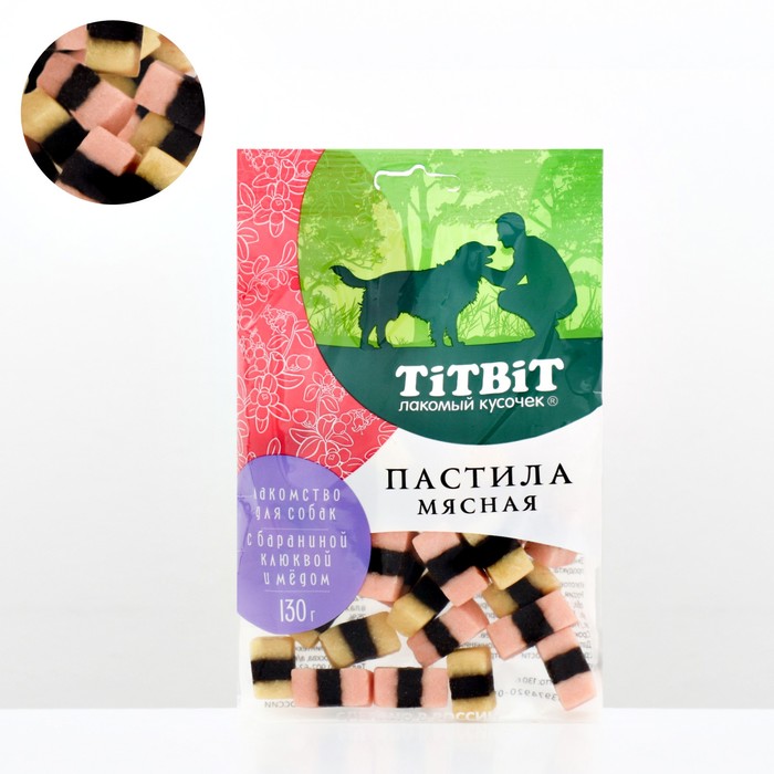 Лакомство TitBit пастила мясная с бараниной клюквой и медом для собак, 130 г - Фото 1