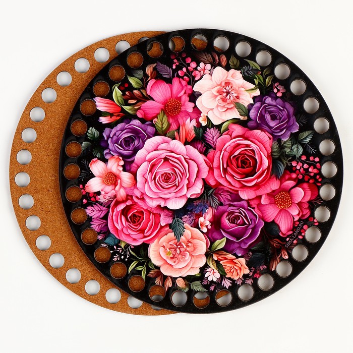 Донышки для вязания 2 в 1 «Букет цветов», круг 15 см, хдф 3 мм - фото 1926866764