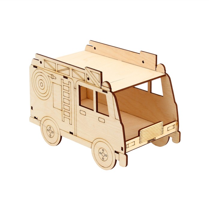Деревянная кормушка-конструктор «Пожарная машина» своими руками, 22 × 12 × 14 см, Greengo - фото 1891739706