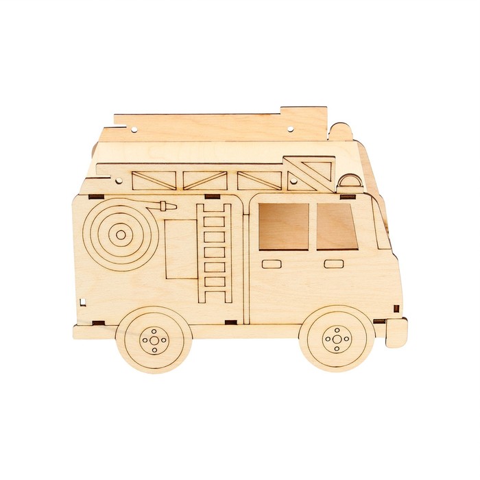 Деревянная кормушка-конструктор «Пожарная машина» своими руками, 22 × 12 × 14 см, Greengo - фото 1891739707