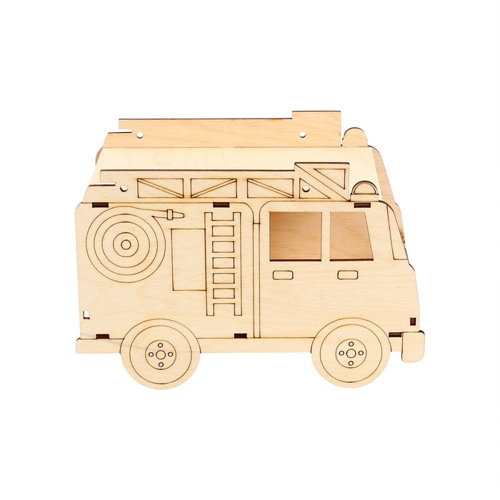 Деревянная кормушка-конструктор «Пожарная машина» своими руками, 22 × 12 × 14 см, Greengo - фото 1891739698