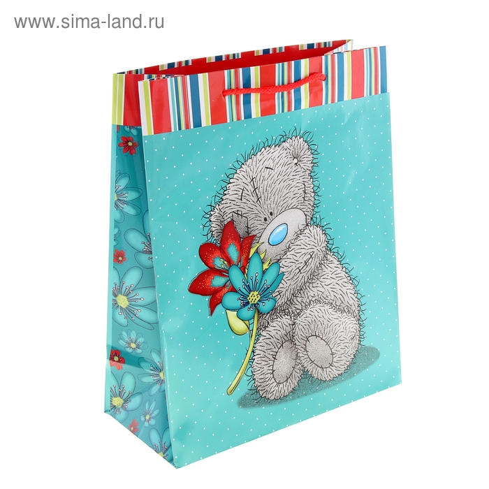 Пакет подарочный "Мишутка с цветком", 26.4 х 36 х 11.5 см, Me to you - Фото 1