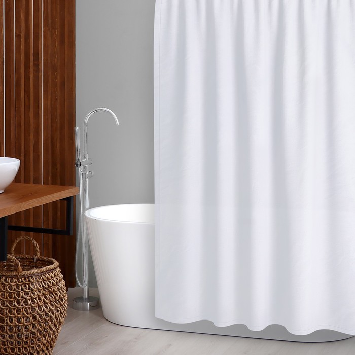 Штора для ванной комнаты, 180×180 см, 12 колец, PEVA , цвет белый - фото 1909355744