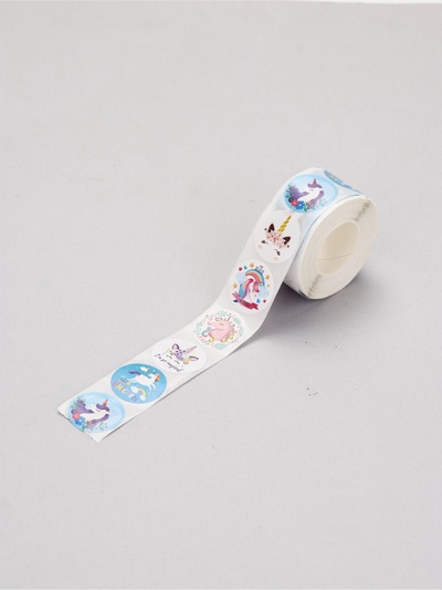 Наклейки в рулоне «Единорожки», 500 шт., 2.5×2.5 см