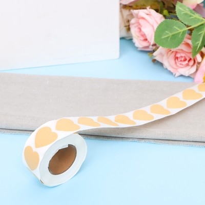 Наклейки крафт в рулоне «Сердце»,500 шт.,2.5×2.5 см