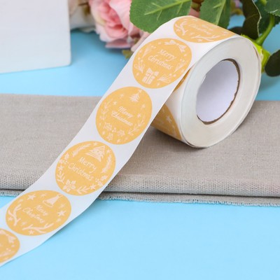 Наклейки крафт в рулоне «НГ», 500 шт.,3.8×3.8 см