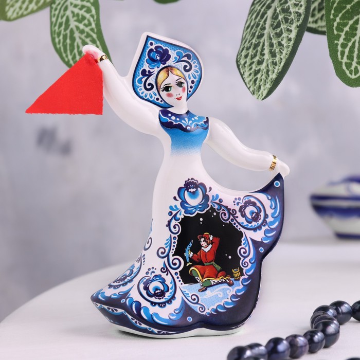 

Сувенир кукла, гжель, 11 см, керамика