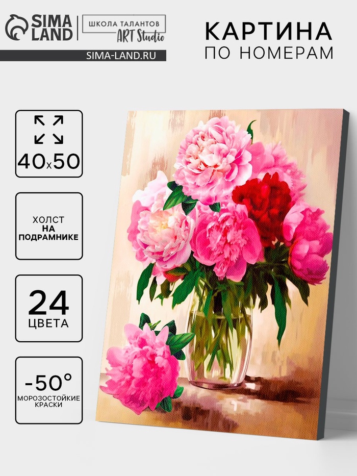 Картина по номерам на холсте с подрамником «Пионы» 40×50 см - Фото 1