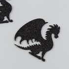 Декор на клеевой основе "Дракон,пламя" 6х6 см, чёрный набор 2 шт фоам глиттер - фото 1376364