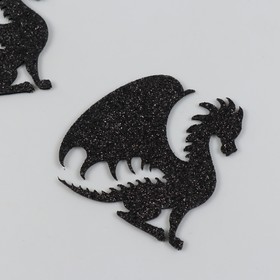Декор на клеевой основе "Дракон,пламя" 6х6 см, чёрный набор 2 шт фоам глиттер