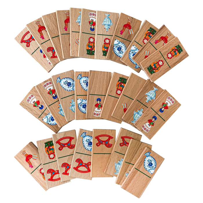 Детское домино «Промыслы России» в хлопковом мешочке - Фото 1