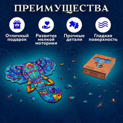 Пазл фигурный Timeless Elephant, размер 24×26 см, 144 детали