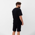 Пижама мужская (футболка, шорты) KAFTAN «Мне лень», размер 52, чёрная - Фото 4