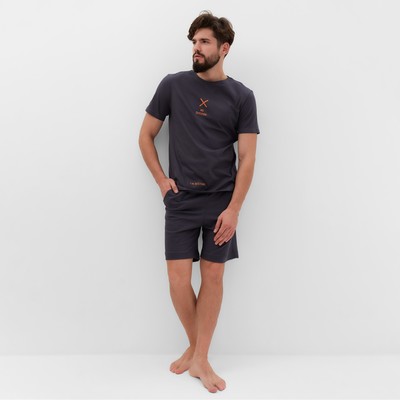 Пижама мужская (футболка, шорты) KAFTAN i`m resting, размер 50, серая