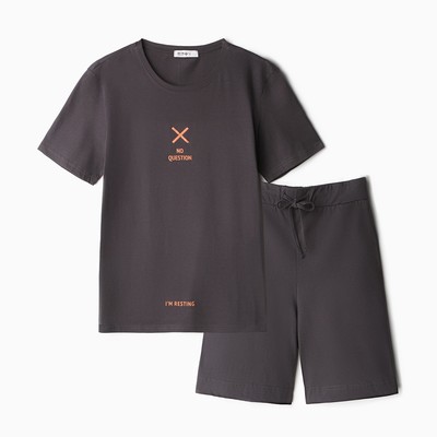Пижама мужская (футболка, шорты) KAFTAN i`m resting, размер 50, серая