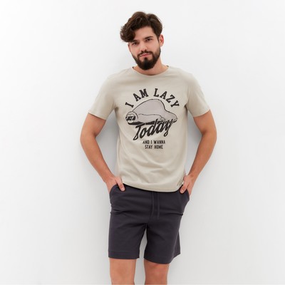 Пижама мужская (футболка, шорты) KAFTAN i`m lazy, размер 48, серая