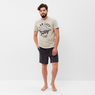 Пижама мужская (футболка, шорты) KAFTAN i`m lazy, размер 48, серая
