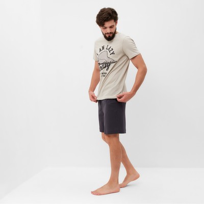 Пижама мужская (футболка, шорты) KAFTAN i`m lazy, размер 48, серая