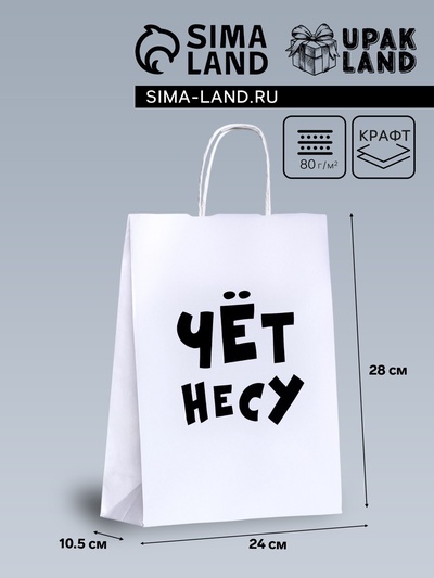 Пакет подарочный бумажный «Чёт несу», 24×14×28 см