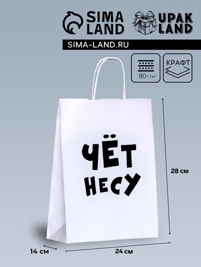Пакет подарочный бумажный «Чёт несу», 24×14×28 см