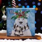 Салфетки бумажные Art Bouquet «Новогодний мишка», 3 слоя, 33х33 см, 20 шт. - Фото 4