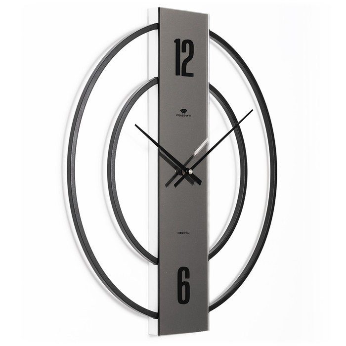 Часы настенные, серия: Интерьер, "Отражение", d-50 см, черные