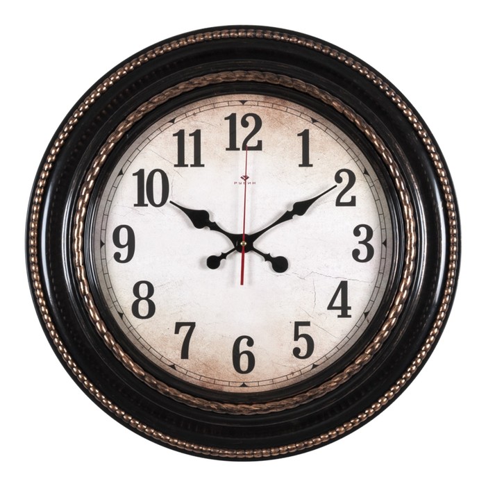 Часы настенные, серия: Классика, d-60 см, корпус черный с бронзой - Фото 1