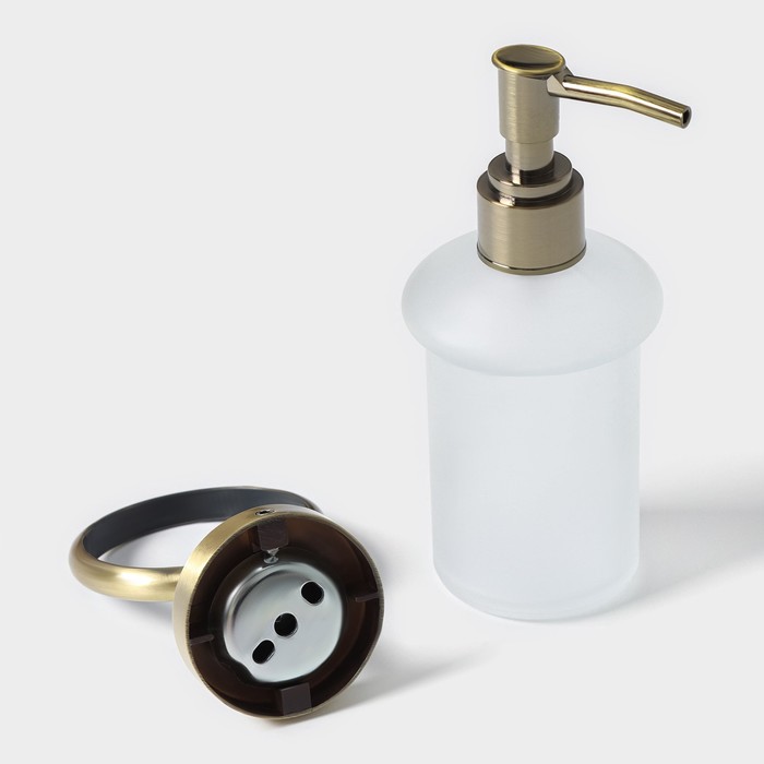 Дозатор для жидкого мыла стеклянный матовый с держателем Штольц Stölz bacic, серия Bronze - фото 1909356218