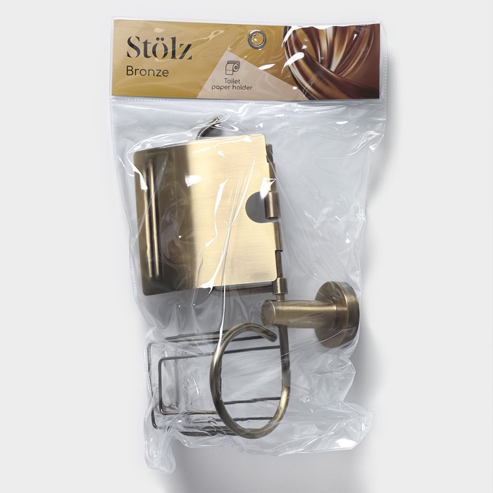 Держатель для туалетной бумаги с подставкой под освежитель воздуха Штольц Stölz bacic, серия Bronze, цвет бронзовый