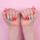 Накладные ногти, 24 шт., с клеевыми пластинами, форма мягкий квадрат, голографические, серебристые - Фото 7