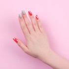 Накладные ногти, 24 шт., с клеевыми пластинами, форма мягкий квадрат, голографические, серебристые - Фото 8