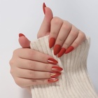 Накладные ногти, 24 шт., с клеевыми пластинами, форма миндаль, матовые, голографические, красные - Фото 9