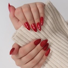 Накладные ногти, 24 шт., с клеевыми пластинами, форма миндаль, с блёстками, голографические, красные - Фото 9
