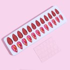 Накладные ногти, 24 шт., с клеевыми пластинами, форма миндаль, с блёстками, голографические, красные - Фото 3