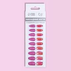 Накладные ногти, 24 шт., с клеевыми пластинами, форма миндаль, с блёстками, голографические, розовые, красные - Фото 6