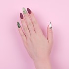 Накладные ногти, 24 шт, с клеевыми пластинами, форма миндаль, цвет матовый бордовый/зелёный/белый - фото 7828493