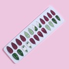 Накладные ногти, 24 шт, с клеевыми пластинами, форма миндаль, цвет матовый бордовый/зелёный/белый - Фото 6