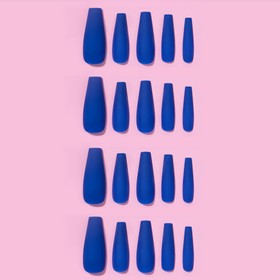 Накладные ногти, 24 шт, форма балерина, матовые, синие