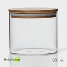 Банка стеклянная для сыпучих продуктов с бамбуковой крышкой BellaTenero «Эко», 950 мл, 12×10,5 см - фото 4378906